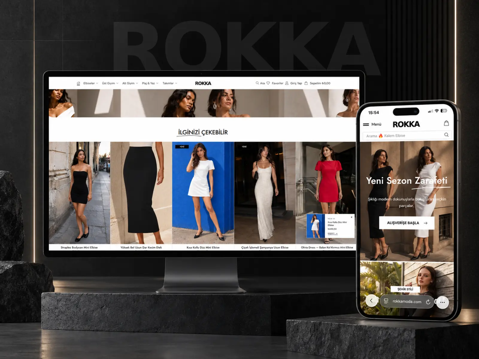 Rokka Moda mobil ürün sayfası ve dijital mağaza deneyimi